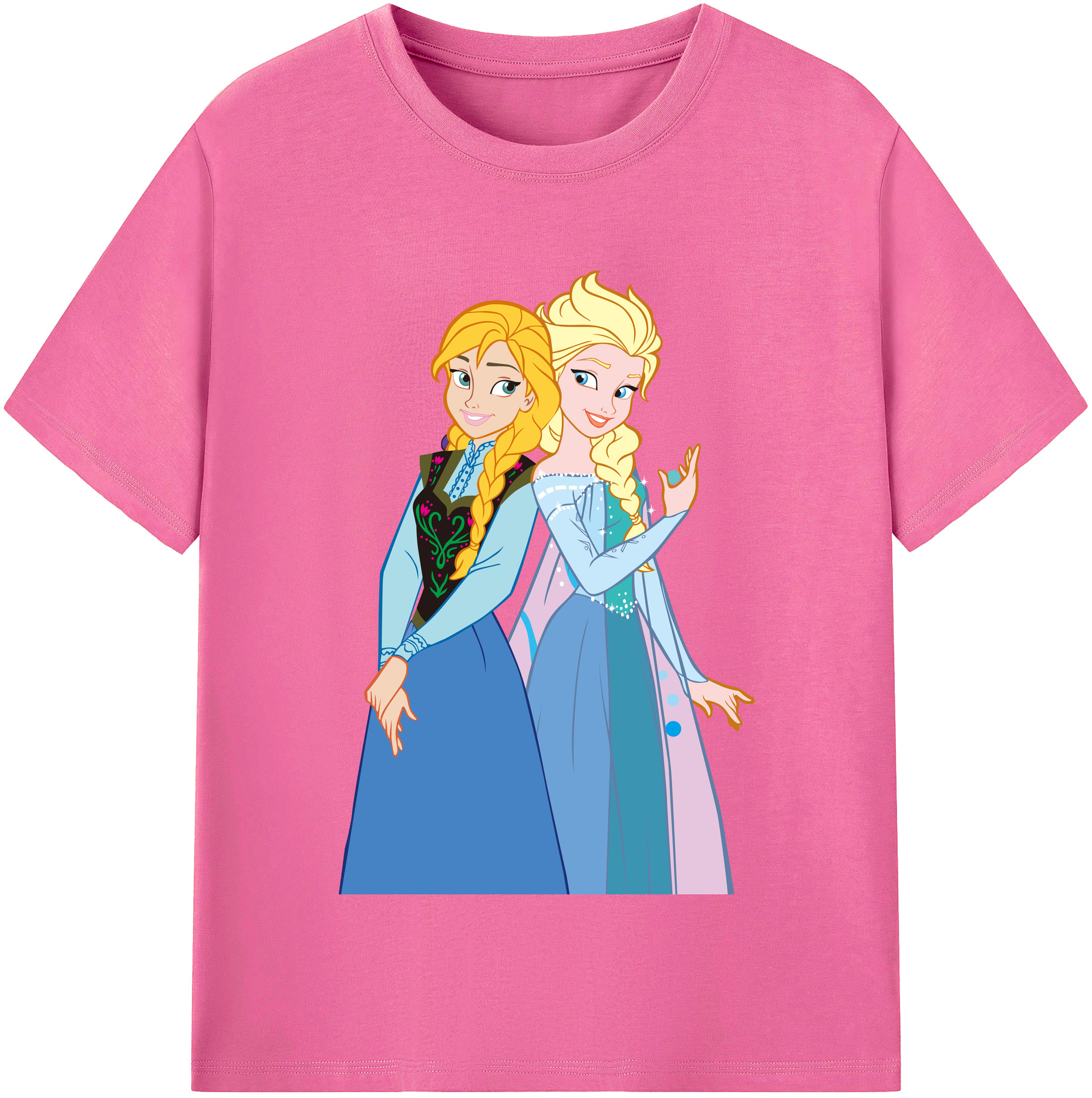（画像用） アナと雪の女王 アンナ エルサ Frozen Anna Elsa レディースカジュアルプリントTシャツ（綿100％）